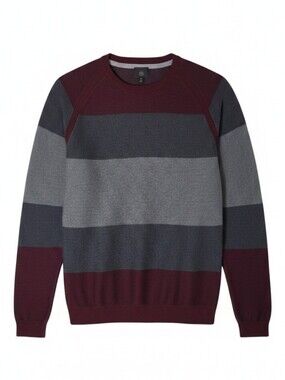 F/X Fusion men's XL colorblock stripe pullover crew neck sweater burgundy gray